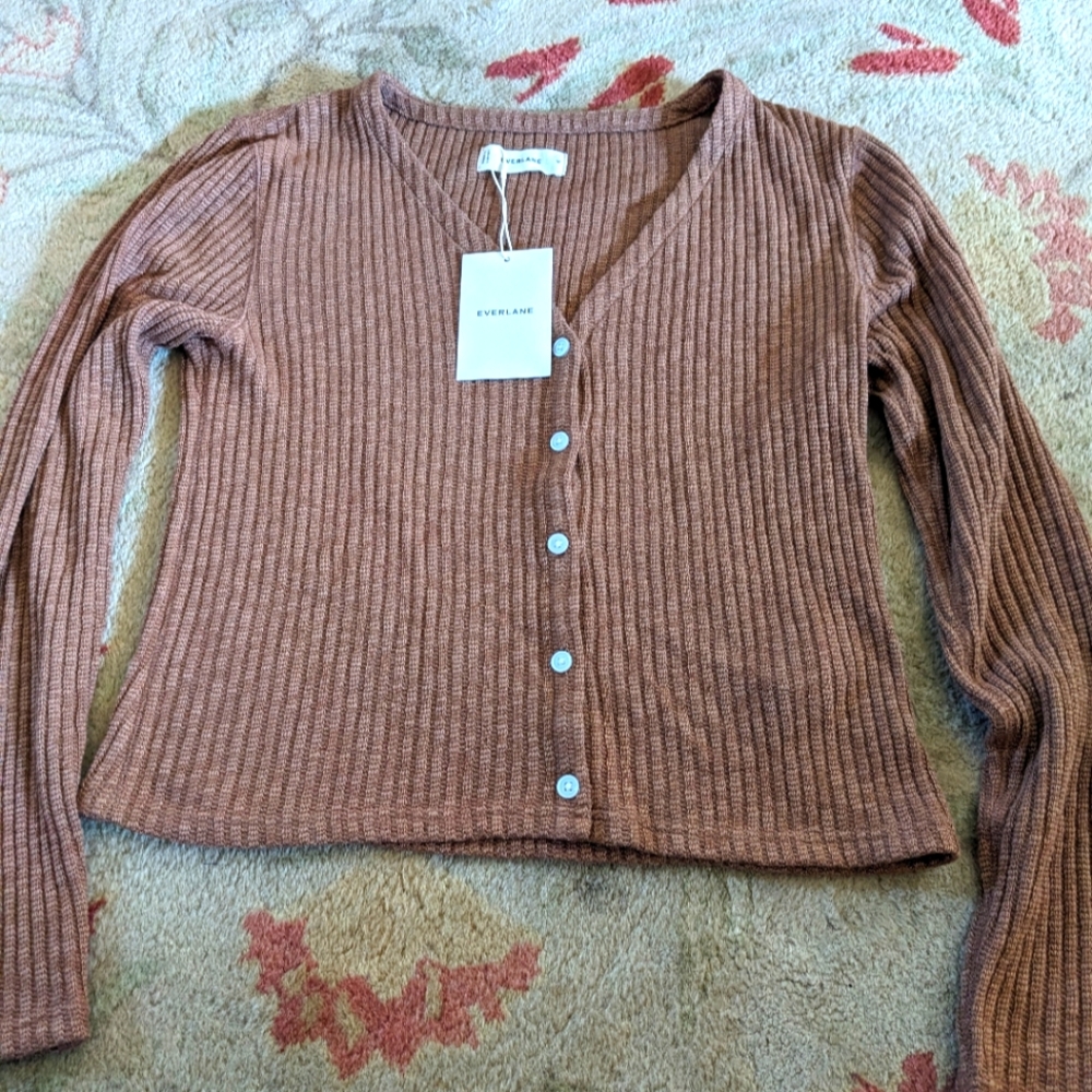 Everlane Brown Ribbed Cardigan - Picture 2 of 6